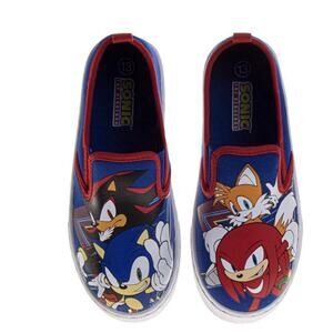 Sonic the Hedgehog & Friends Boys Slip-On Canvas Sneakers Blue/ Red Boys 13